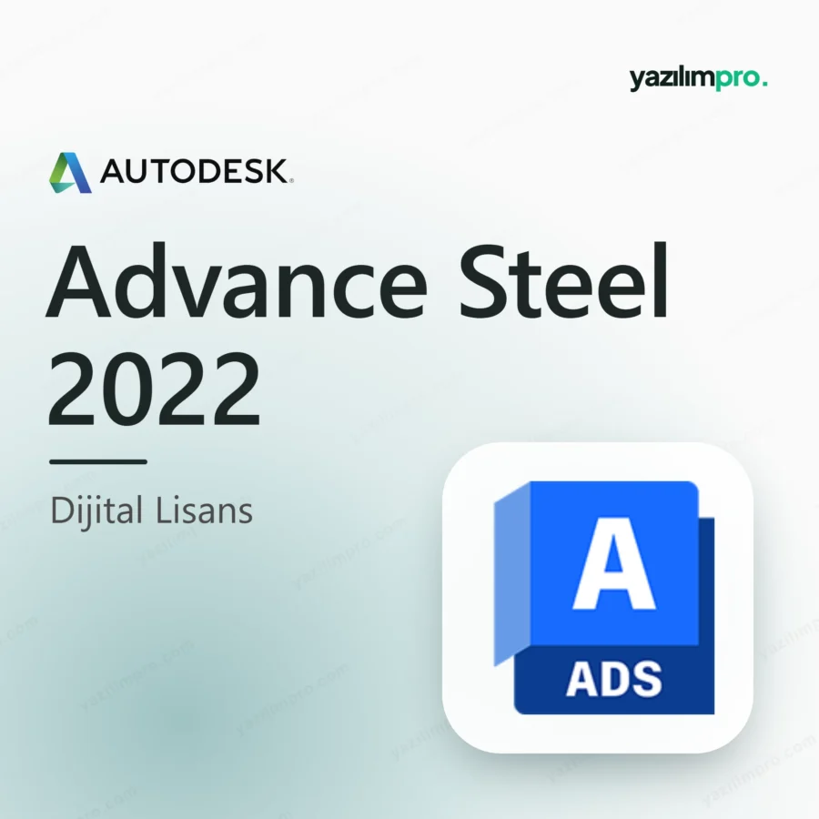 Autodesk Advance Steel 2022 orijinal lisans ürün görseli, marka logosu ve ürün simgesiyle