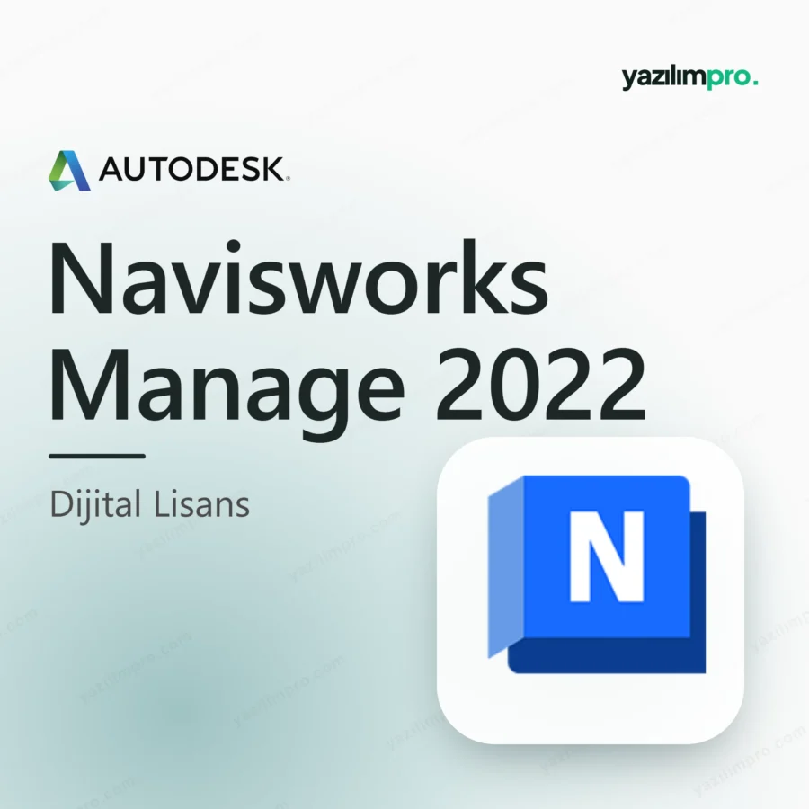 Autodesk Navisworks Manage 2022 orijinal lisans ürün görseli, marka logosu ve ürün simgesiyle