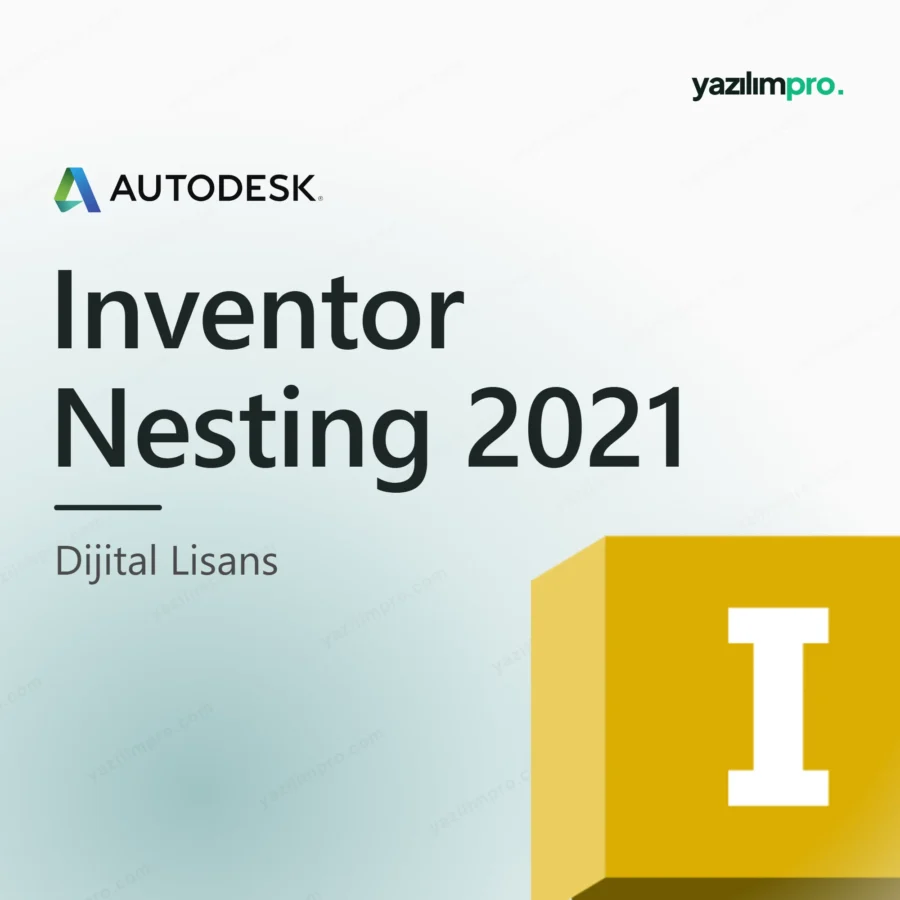 Inventor Nesting 2021 orijinal lisans ürün görseli, Autodesk logosu ve ürün simgesiyle