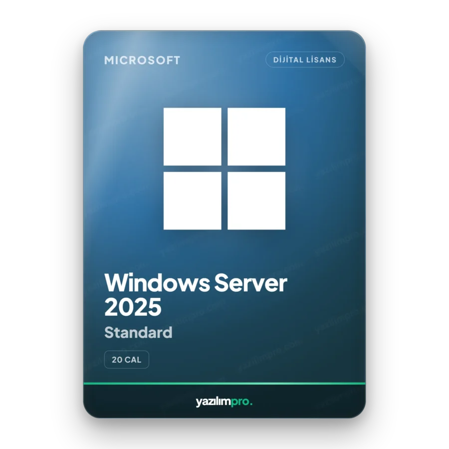 Microsoft Windows Server 2025 Standard 20 CALL süresiz orijinal lisans anahtarı – anında dijital teslimat