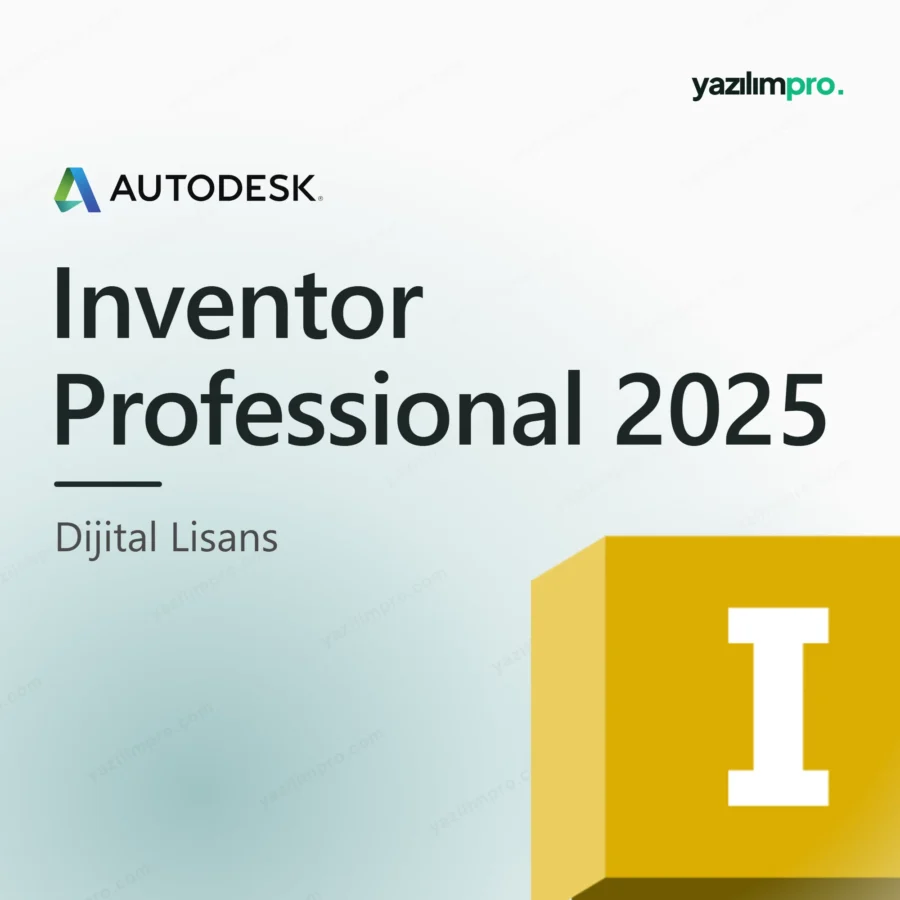 Autodesk Inventor Professional 2025 orijinal lisans ürün görseli, marka logosu ve ürün simgesiyle