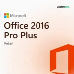 Office 2016 Pro Plus Retail FPP Kurumsal süresiz lisans ürün görseli, Microsoft logosu ve ürün simgesiyle
