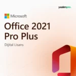 Office 2021 Pro Plus Retail FPP Kurumsal süresiz lisans ürün görseli, Microsoft logosu ve ürün simgesiyle