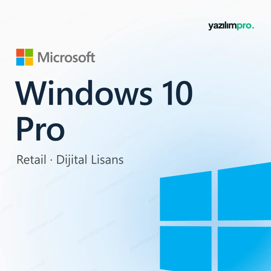 Windows 10 Pro FPP Key – süresiz lisans anahtarı ürün görseli, Microsoft logosu ve ürün simgesiyle